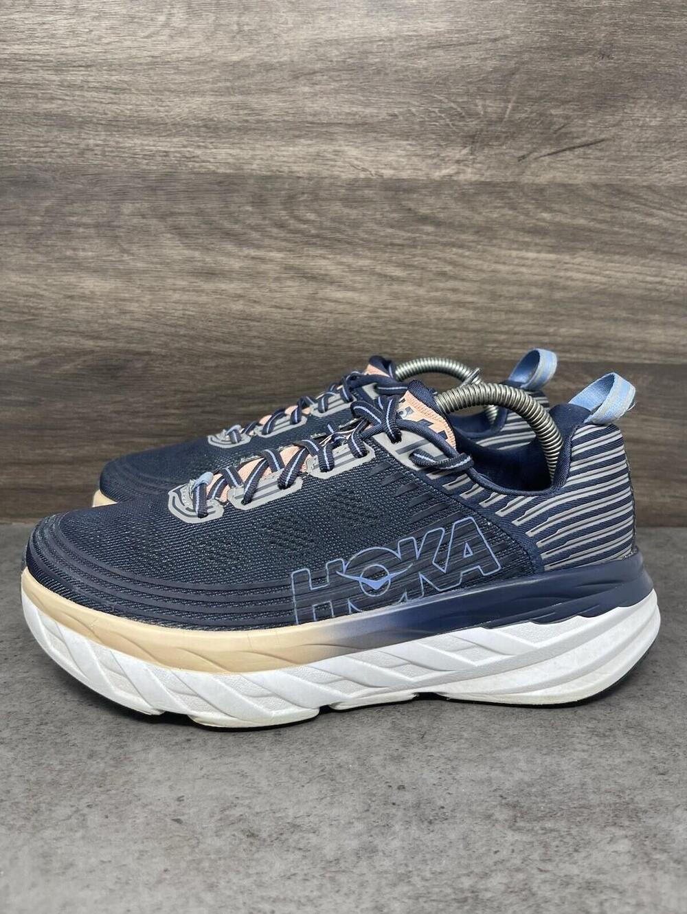 HOKA Bondi 6 Sneakers Womens Size 9 Blue Pink Athletic One One
